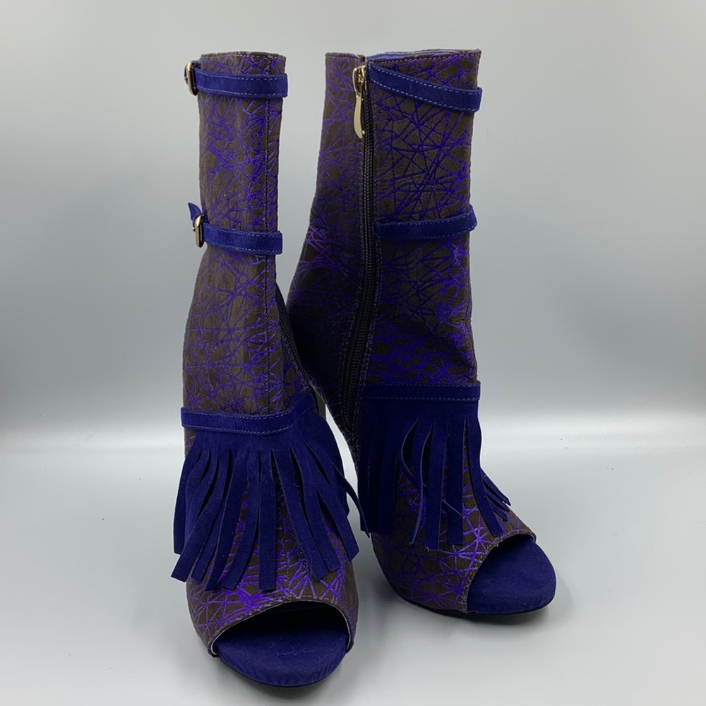 Tall high heel peep toe booties